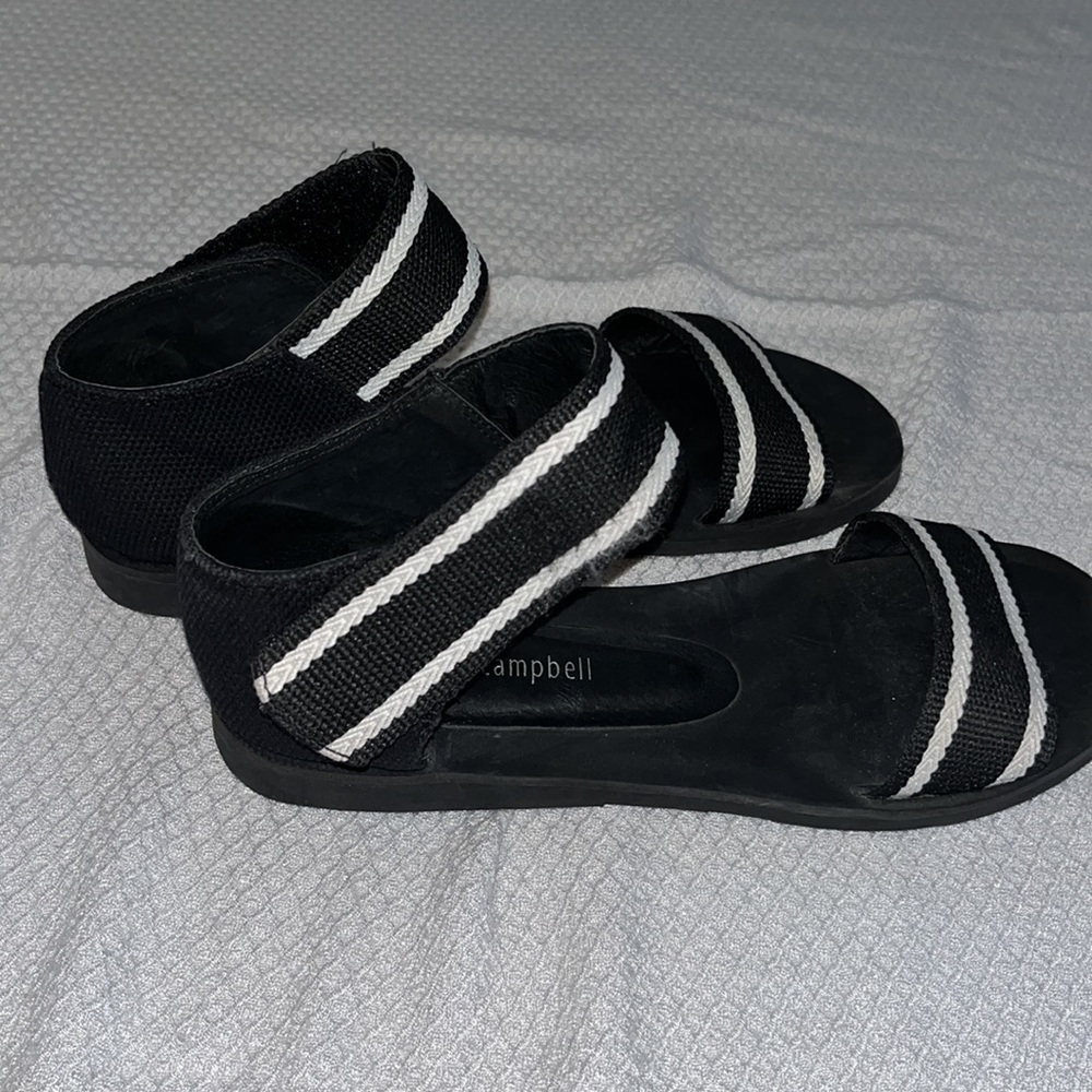NEW JEFFREY CAMPBELL WOMENS Size 7 GAME TIME SANDALS CANVAS WITH RUBBER SOLE - Picture 4 of 11